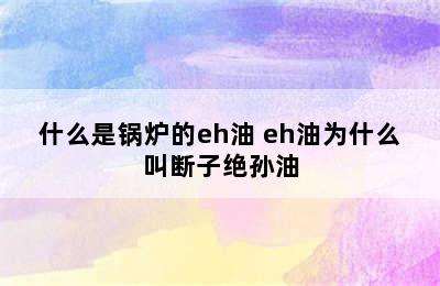 什么是锅炉的eh油 eh油为什么叫断子绝孙油